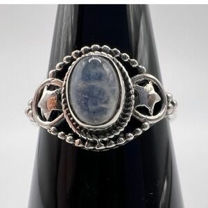 Oval Moonstone Sterling Silver Ring Size 8 Women's Boho Celestial